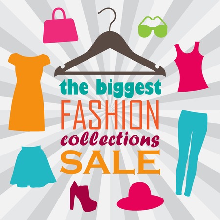 vector illustration of hanger, clothes and sale informationのイラスト素材