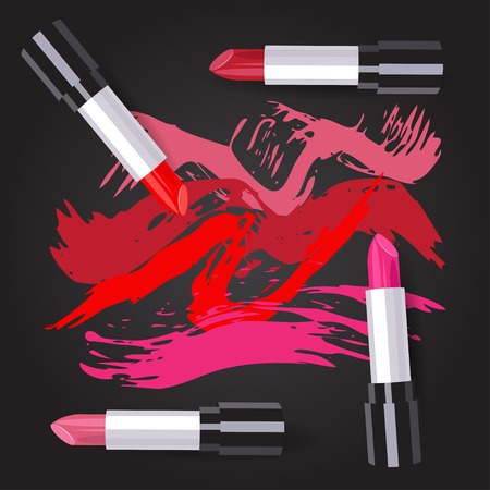 vector illustration of four lipsticks in different colors. EPSのイラスト素材