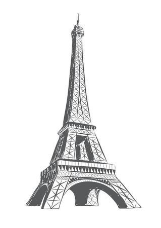 vector illustration of eiffel tower drawn in sketch style. EPSのイラスト素材