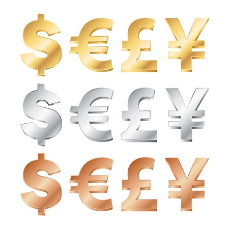 vector currency sings in gold, silver and bronze. EPSのイラスト素材