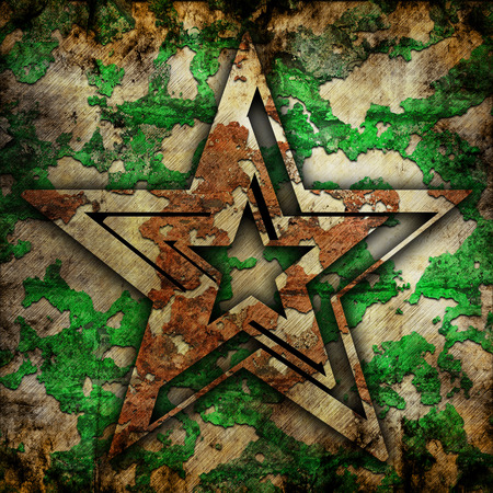 Abstract star on military grunge backgroundの写真素材