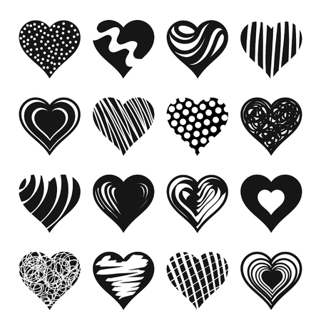 Illustration of hand-drawn doodle hearts.のイラスト素材