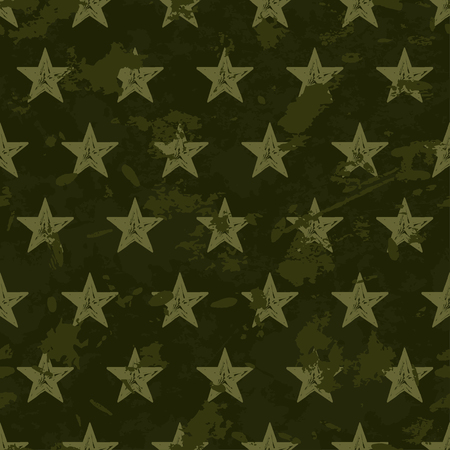 Grunge military pattern with stars.のイラスト素材