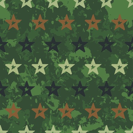 Grunge military pattern with stars.のイラスト素材