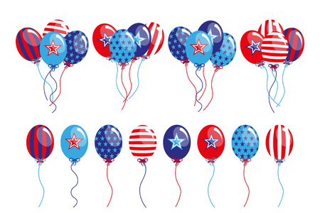 Illustration of balloons in blue and red colors.のイラスト素材