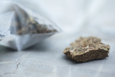 Close up of Mini Sour Diesel medical marijuana budsの写真素材