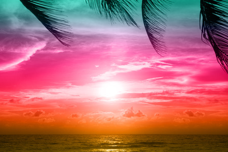 sunset on the beach in Thailand adamand seaの写真素材