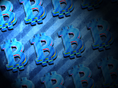 Bitcoin on a abstract digital backgroundの写真素材