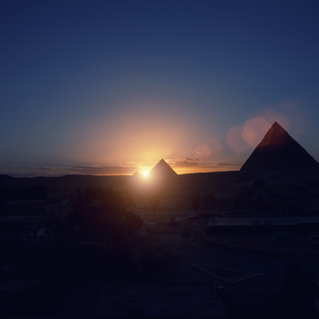 Egypt Cairo - Giza. General view of pyramids の写真素材