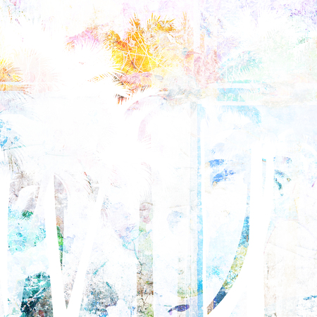 tropical palm grunge background with scratches and stainsの写真素材