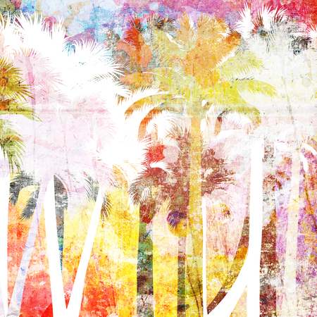 tropical palm grunge background with scratches and stainsの写真素材