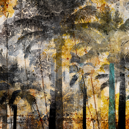 tropical palm grunge background with scratches and stainsの写真素材