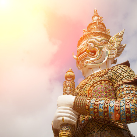 Demon Guardian in Wat Phra Kaew Grand Palace Bangkokの写真素材
