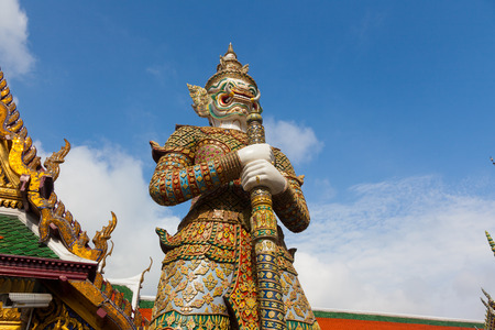Demon Guardian in Wat Phra Kaew Grand Palace Bangkokの写真素材