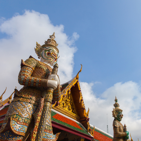 Demon Guardian in Wat Phra Kaew Grand Palace Bangkokの写真素材