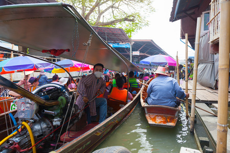 Bangkok. DAMNOEN SADUAK, - JAN 31, 2019: Damnoen Saduak the famoust floating market near Bangkok in...