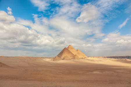 Egypt Cairo - Giza. General view of pyramidsの写真素材