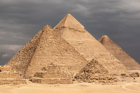 Egypt Cairo - Giza. General view of pyramidsの写真素材