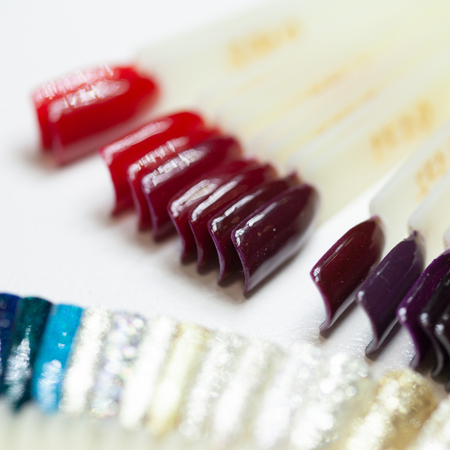 collection of color nail polish samplesの写真素材