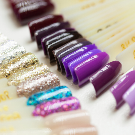 collection of color nail polish samplesの写真素材
