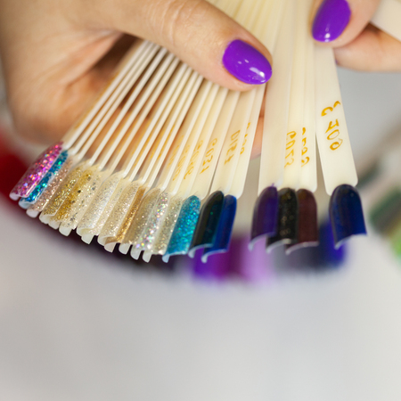 collection of color nail polish samplesの写真素材