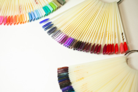 collection of color nail polish samplesの写真素材