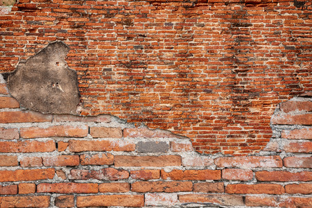 Detailed grunge red brick wall backgroundの写真素材