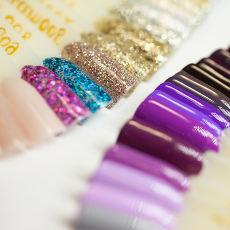 collection of color nail polish samplesの写真素材