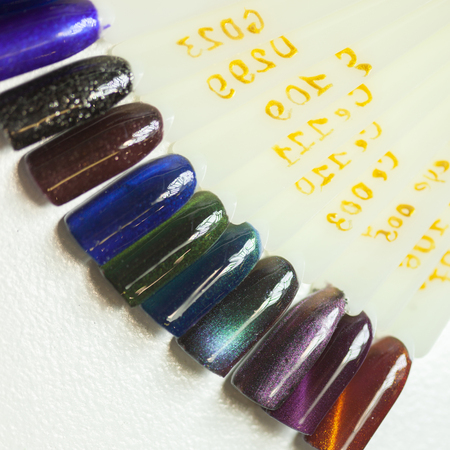 collection of color nail polish samplesの写真素材