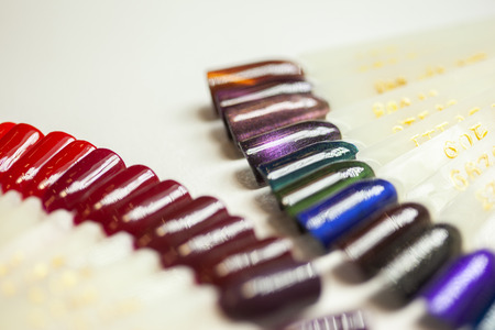collection of color nail polish samplesの写真素材