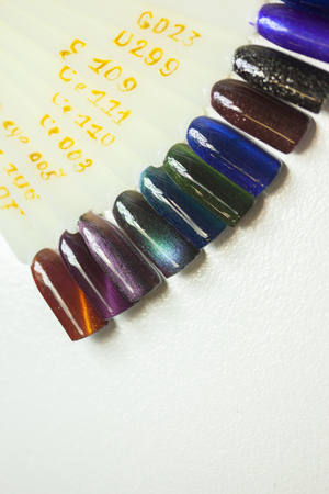collection of color nail polish samplesの写真素材