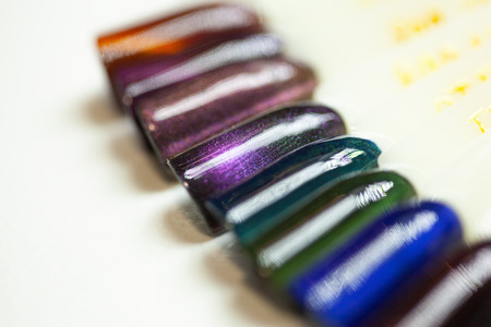 collection of color nail polish samplesの写真素材