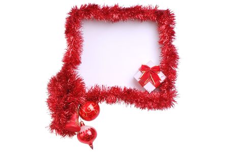 frame decorated with Christmas-tree decorationsの写真素材