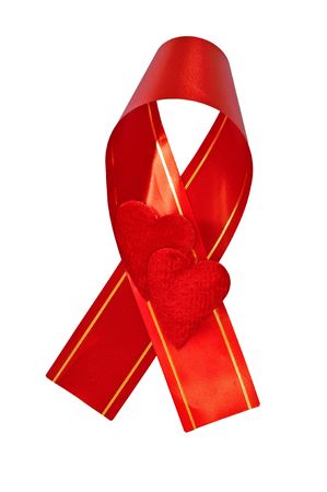 Acquired immunodeficiency syndrome ribbon with heartsの写真素材