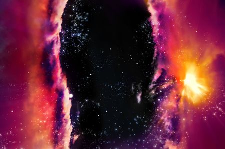 skirmish of galaxies in the black space of nebula