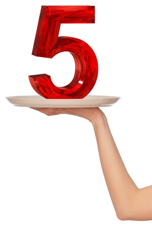 number five on the plate for fifth ringの写真素材