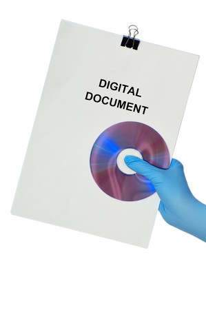 Woman holding digital document in the handの写真素材
