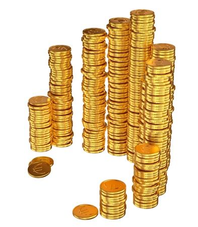 gold euro coins as a symbol of microcredit in banksの写真素材