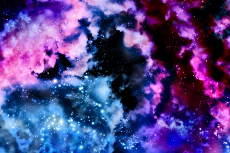 northern lights in the black space of the galaxyの写真素材