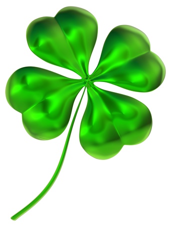 glossy four-leaf clover as international traditional symbol of good luck and fortuneの写真素材