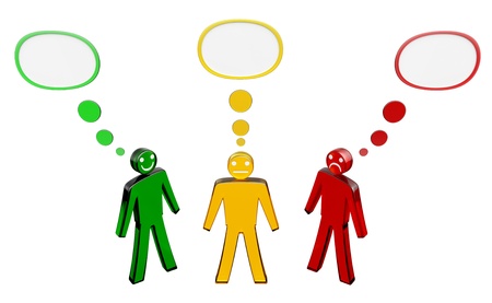 three persons have different points of viewの写真素材