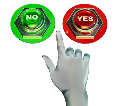 Yes and no buttons set for approved or rejected  Make the choiceの写真素材