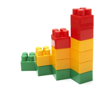 Chart from toy blocks isolated on white background
