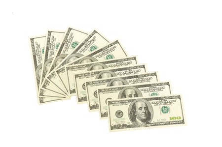 heap of dollars, money background isolated on white