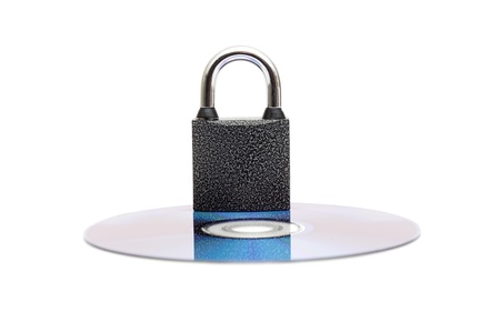 Lock on a cd isolated on white.の写真素材