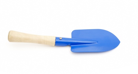 Garden tool; blue shovel isolated on white backgroundの写真素材