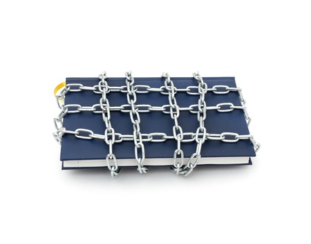 Censorship concept with book and chains on whiteの写真素材