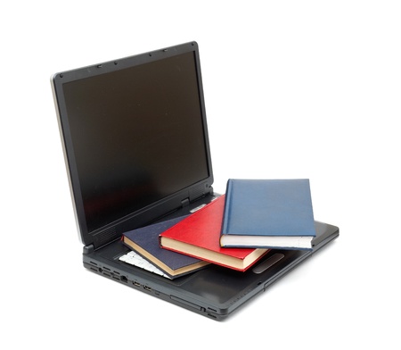 Concept illustrating evolution from books to computersの写真素材