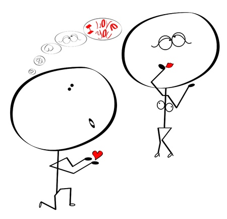 set of isolated couple cartoon, ideal for funny weddingのイラスト素材