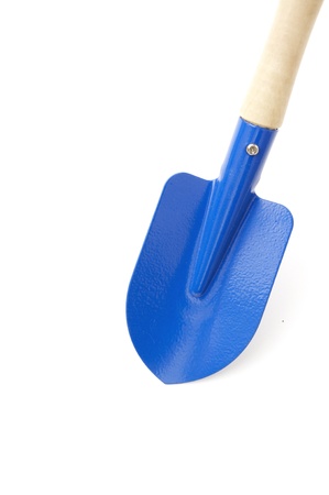 Garden tool; blue shovel isolated on white backgroundの写真素材